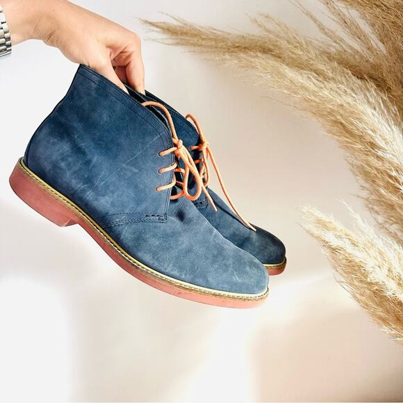 MENS COLE HAAN Navy Blue Suede Leather Chukka Ankle Boots Lace Up Shoes 8.5